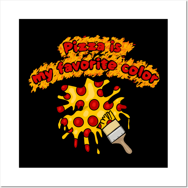 Pizza is My Favorite Color - Orange Background Wall Art by wildjellybeans